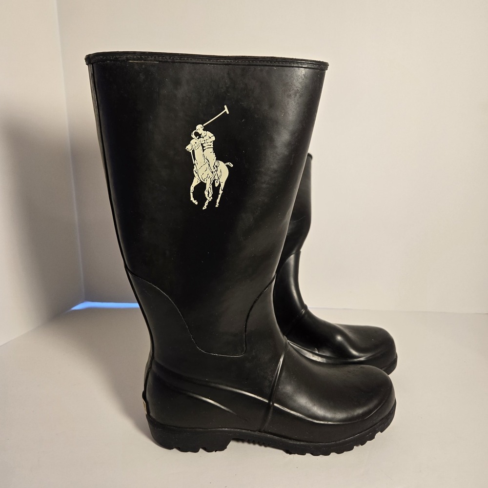 Polo Ralph Lauren‎ Navy Blue Rain Boots Large Pony Size Kids 3